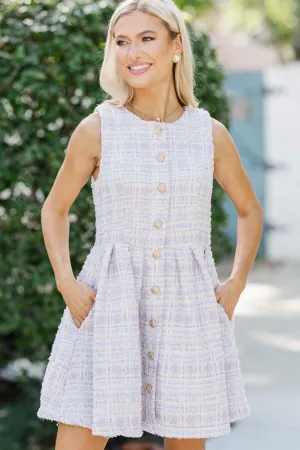 The Certainty Lavender Plaid Boucle Dress