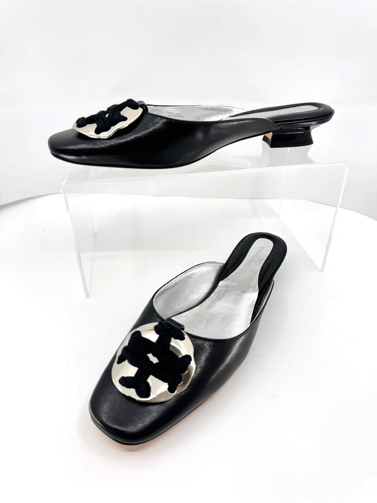 TORY BURCH PATOS LOGO KITTEN HEEL MULES