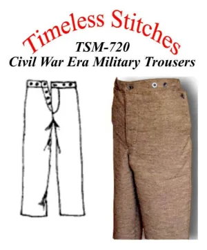 TSM-720 Military Trousers Sewing Pattern, Civil War Era Military Trouser, 19th Century