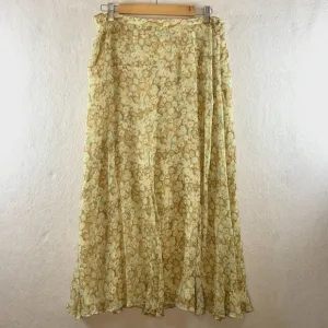 VTG Jones New York Women 100% Silk Maxi Skirt Sz 12 Y2K 90s Fairy Flowy Cottage