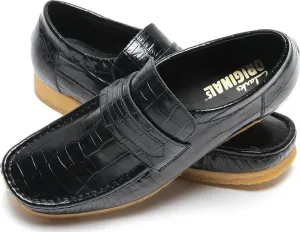 Wallabee Loafer Black Crocodile