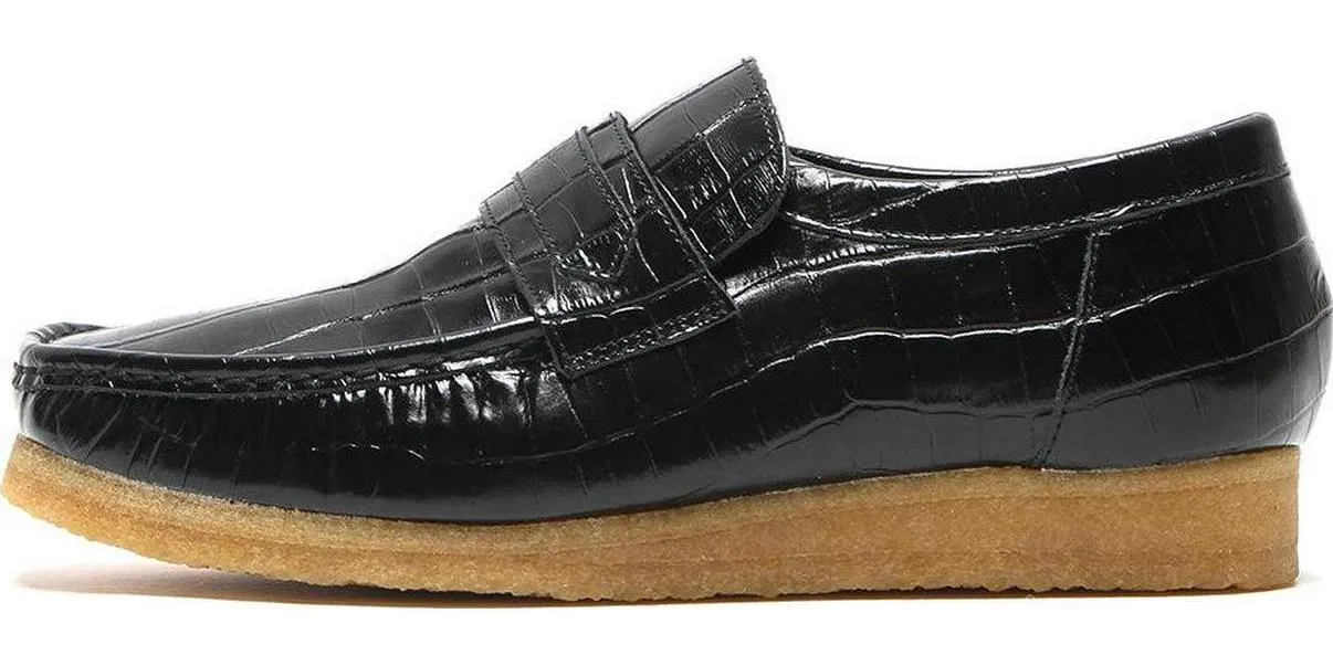 Wallabee Loafer Black Crocodile