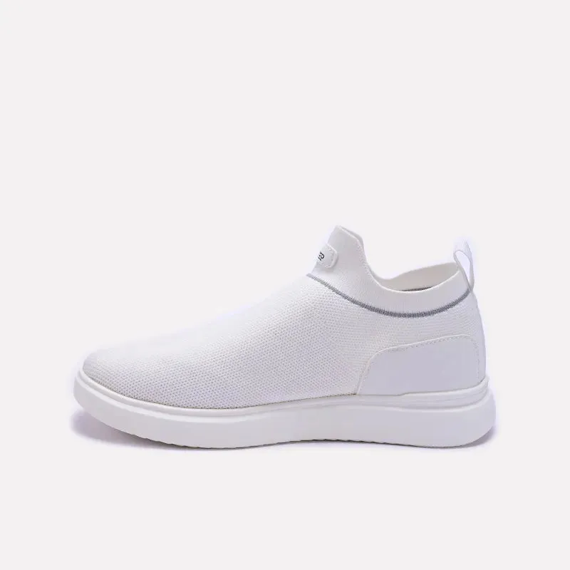 White Ankle High Slip On Sneakers 0120570
