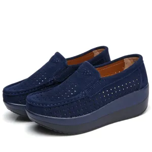 Women Flat Platform Loafers Shoes Ladies Suede Leather Footwear Casual Shoes Slip on Flats Moccasin Creepers