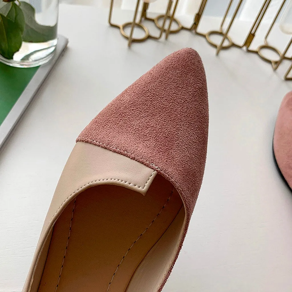 Women Splice Color Mule Flats Pointed Toe