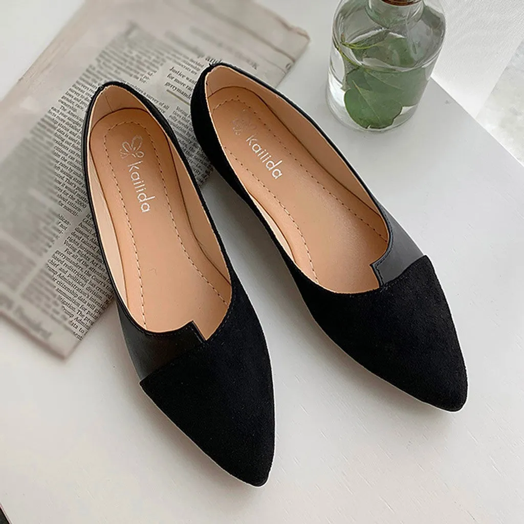 Women Splice Color Mule Flats Pointed Toe