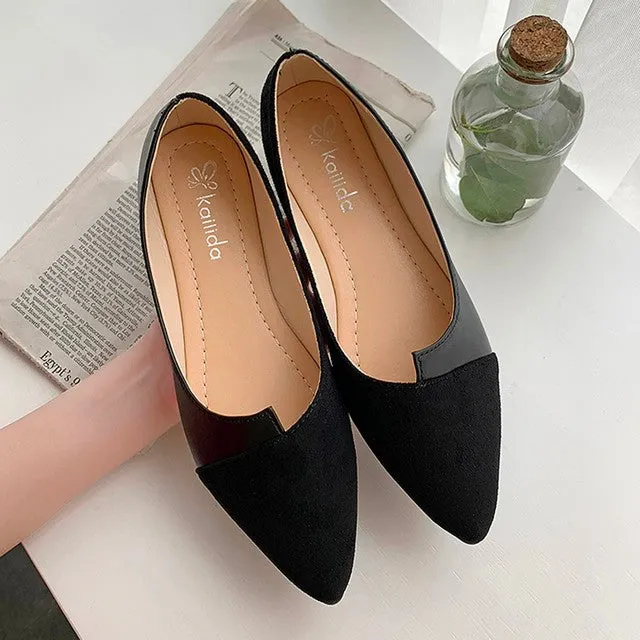 Women Splice Color Mule Flats Pointed Toe