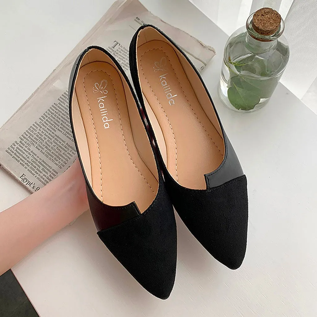 Women Splice Color Mule Flats Pointed Toe