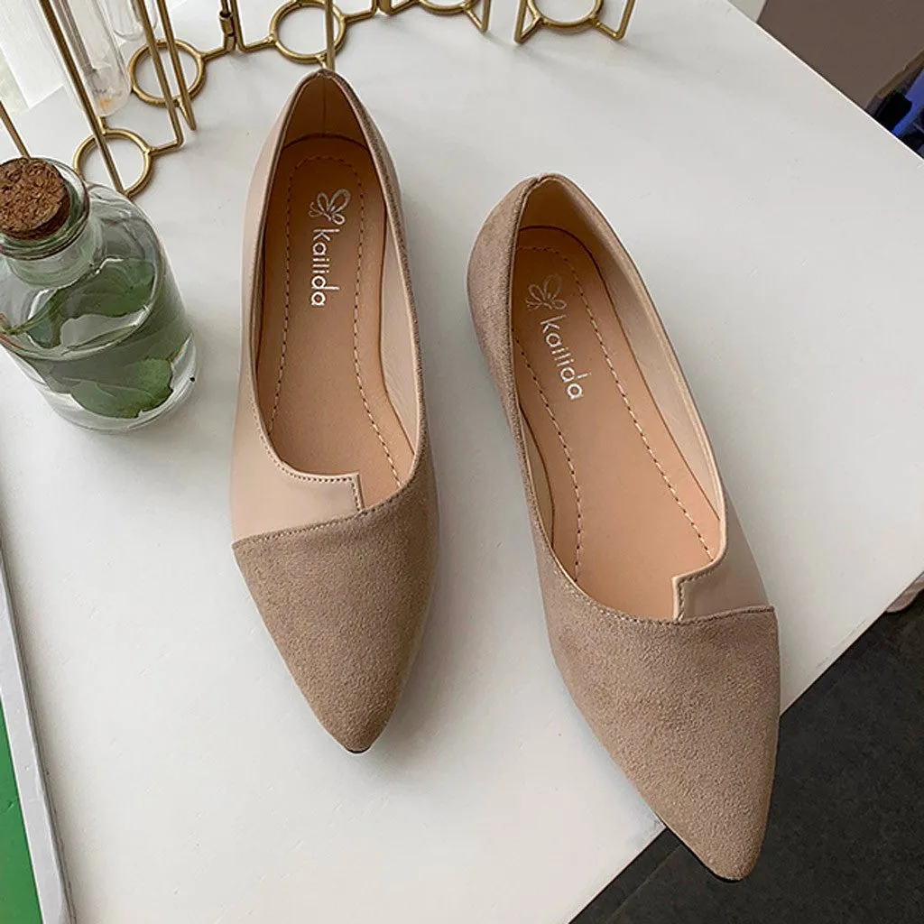 Women Splice Color Mule Flats Pointed Toe