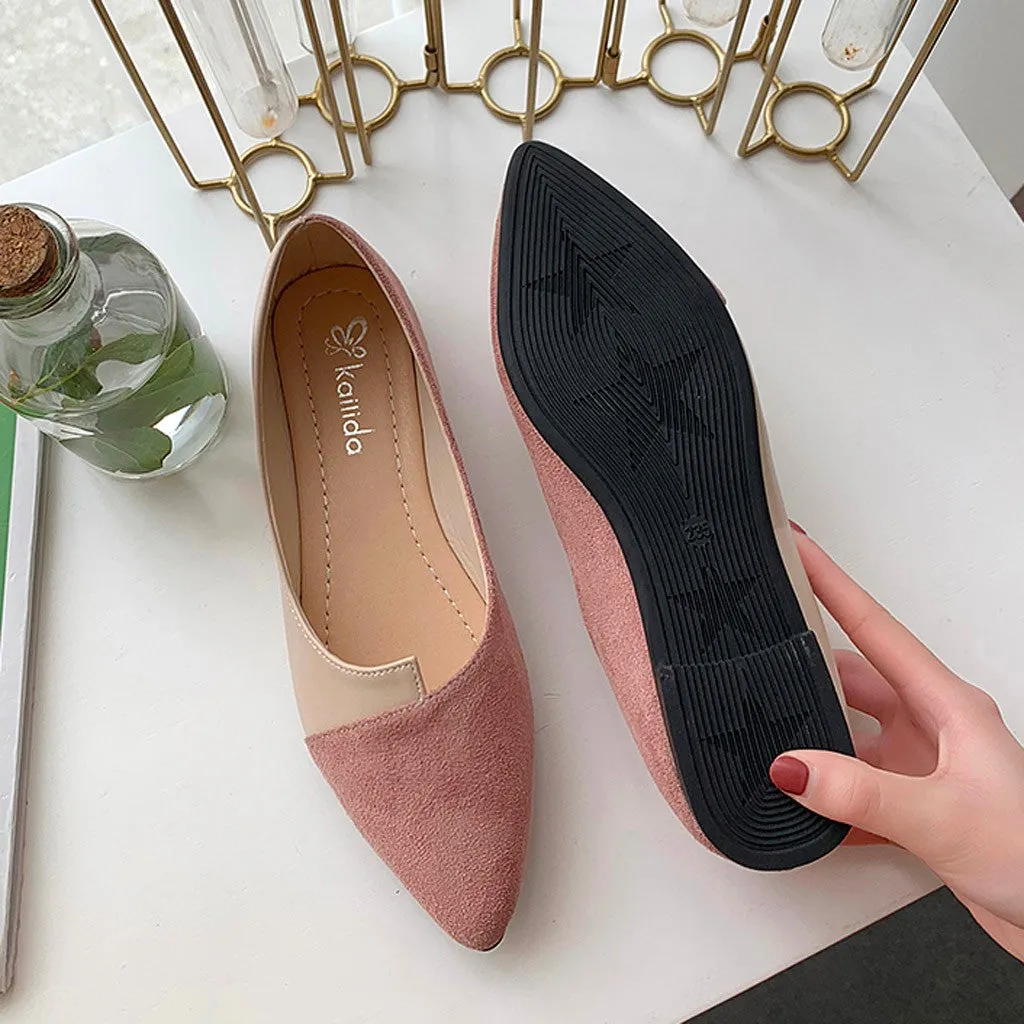 Women Splice Color Mule Flats Pointed Toe
