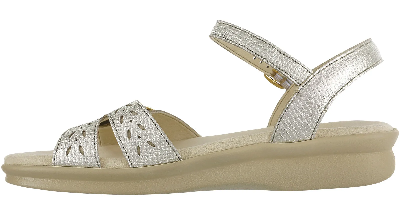 Women's Duo Quarter Strap Sandal in Gold Linen