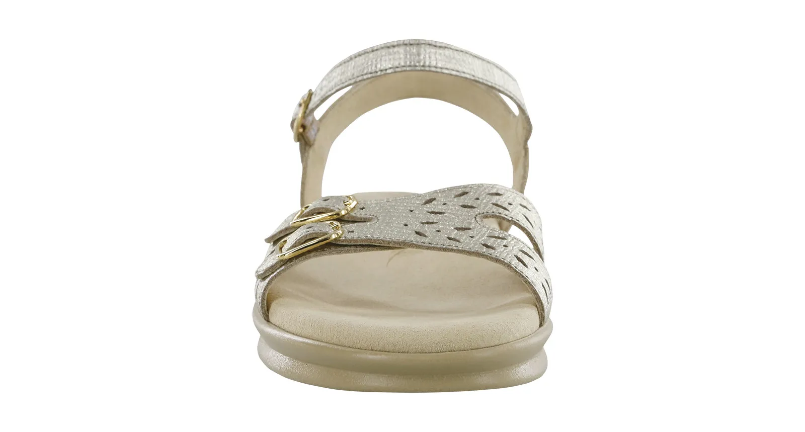 Women's Duo Quarter Strap Sandal in Gold Linen