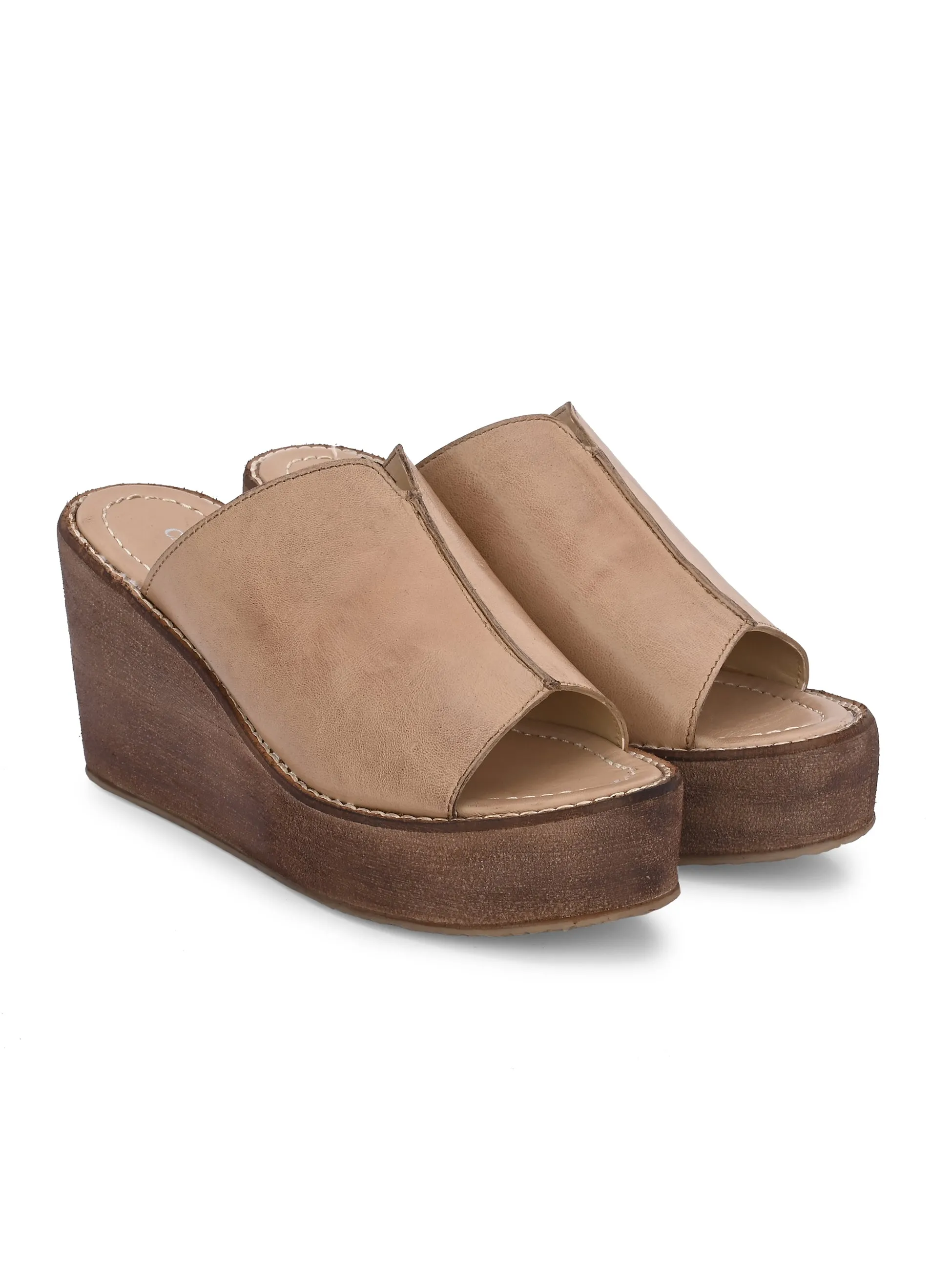 Women's Genuine Sheep Leather Ultra Light Weight High Heel Sandal