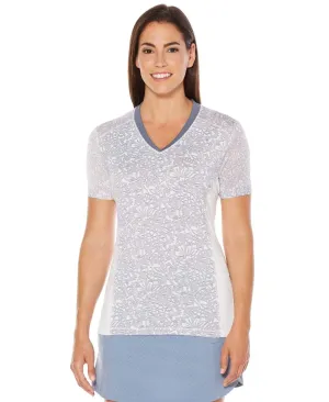 Womens Opti-Vent Muted Floral V-Neck
