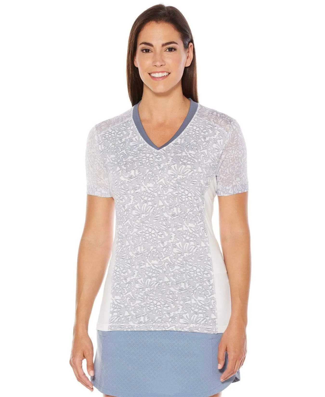 Womens Opti-Vent Muted Floral V-Neck