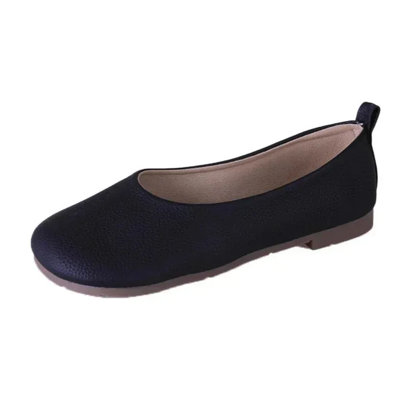 Women's Slip on Leather Loafers Spring Autumn Fashion Ballet Shoes Ladies Casual Round Toe Cute Flats Nurse Shoes Sneakers