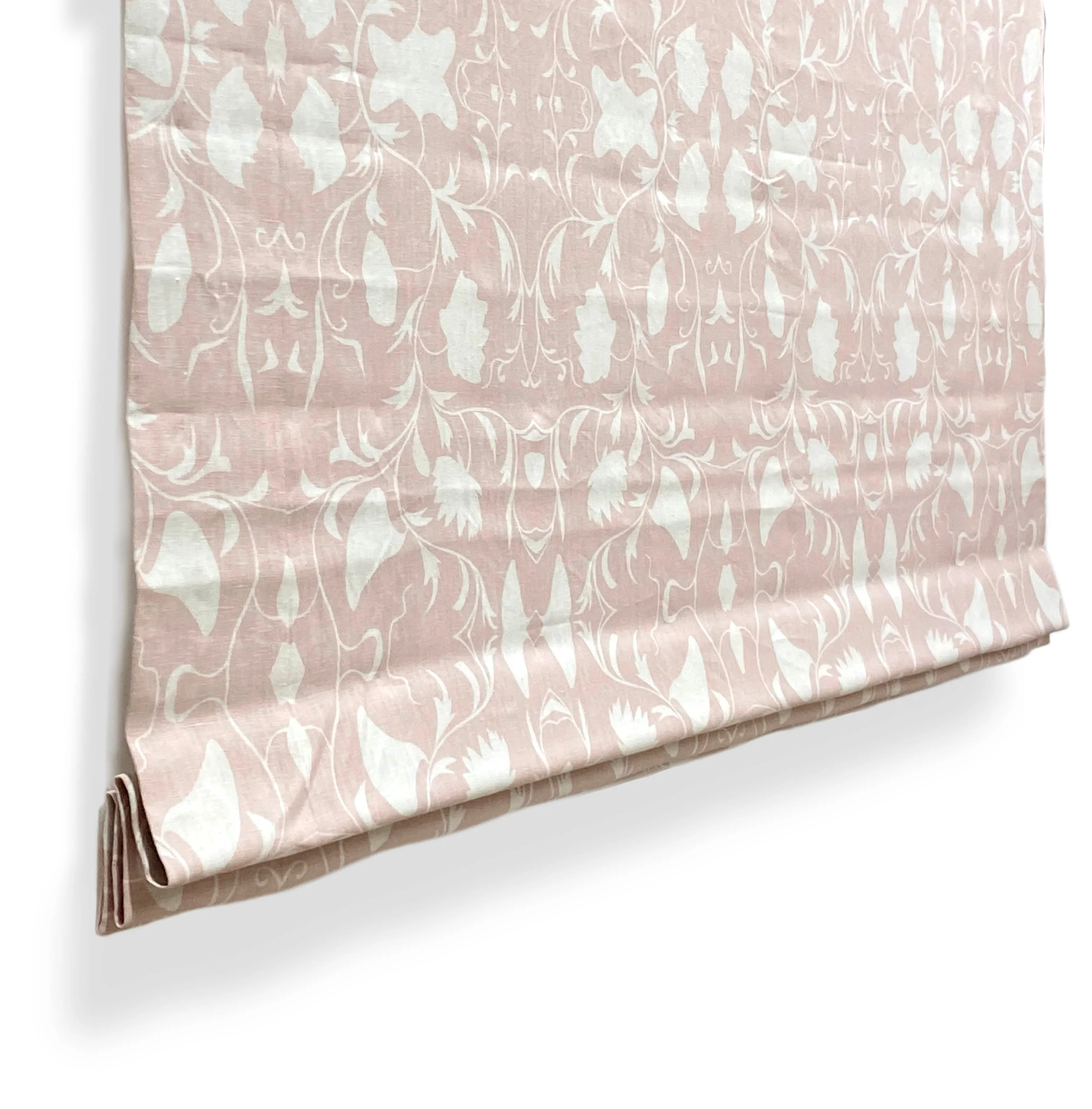 Wood Cut Floral Linen Flat Roman Shade