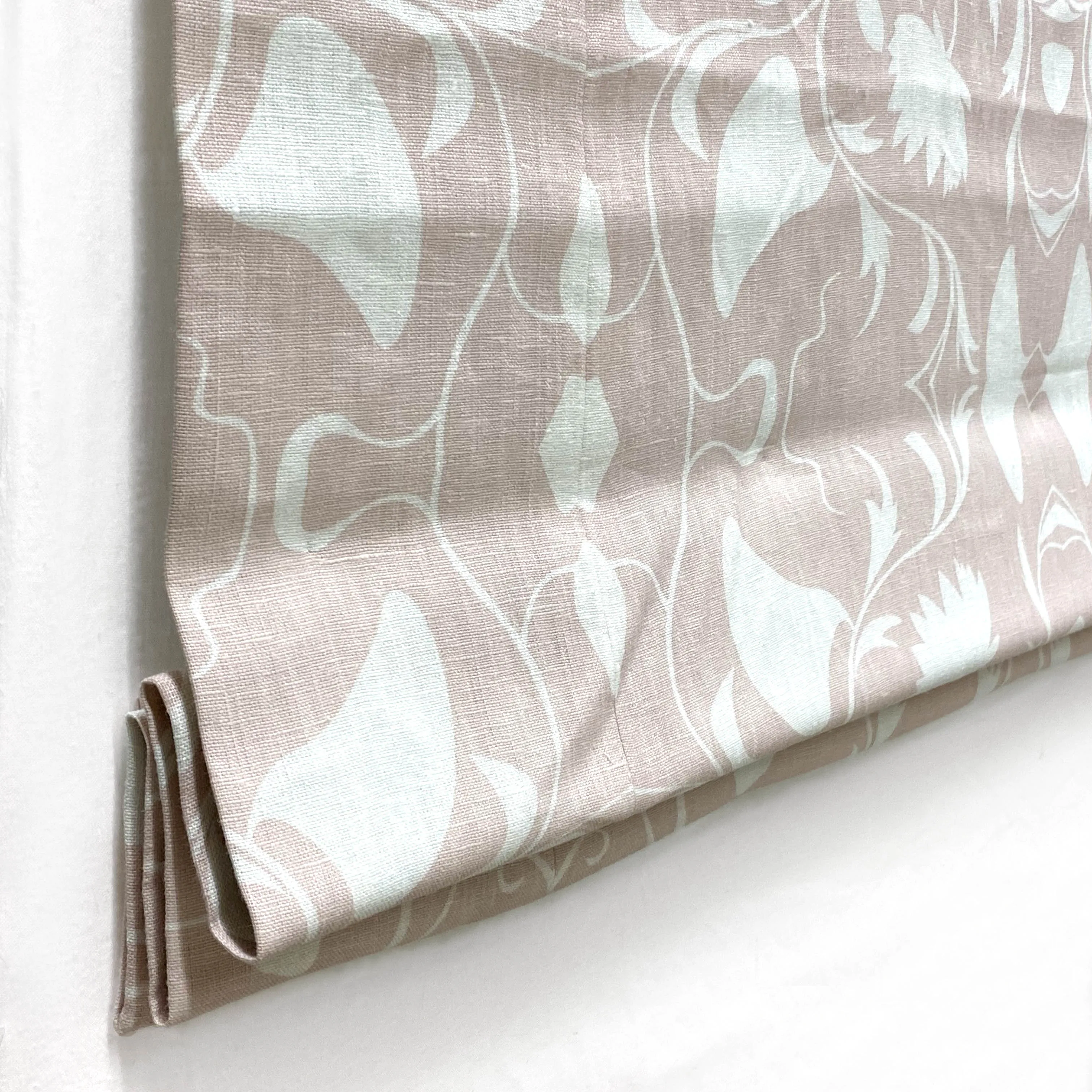 Wood Cut Floral Linen Flat Roman Shade
